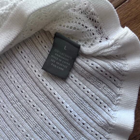 Retro-ology Sweater White Large Open weave Long Sleeve - Picture 10 of 13